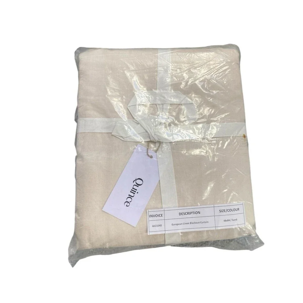 Quince European Linen Blackout Curtain in Sand